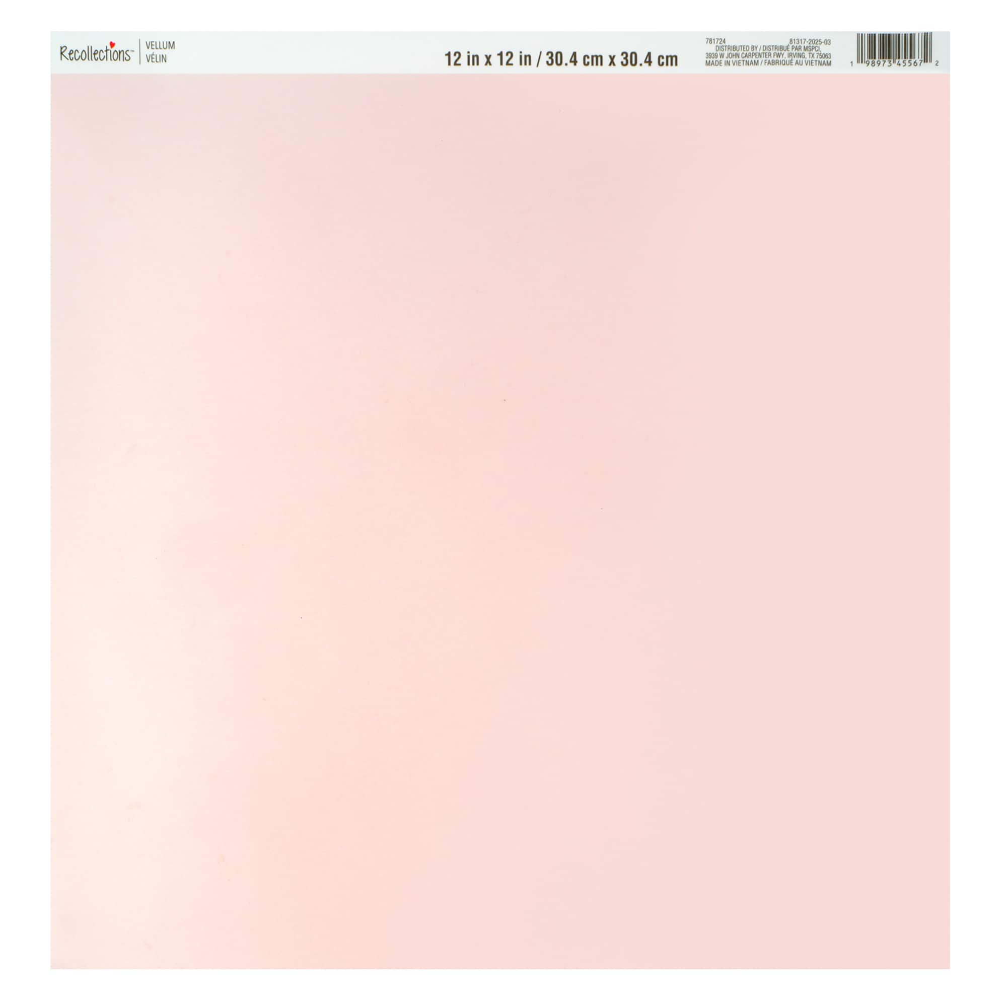 12" x 12" Pink Vellum Paper by Recollections™